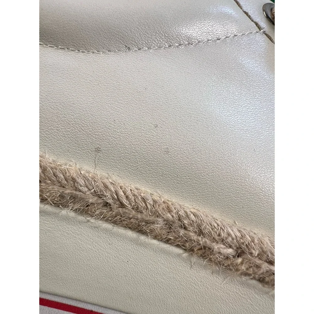 Joie Dabnis Lace-Up Platform Sneakers in White Leather Jute Espadrille Shoe SZ 8
